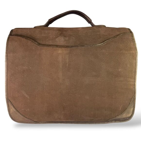 Vintage Brown Leather Briefcase Messenger Shoulder Bag Multi Pocket Accordion - Picture 4 of 16